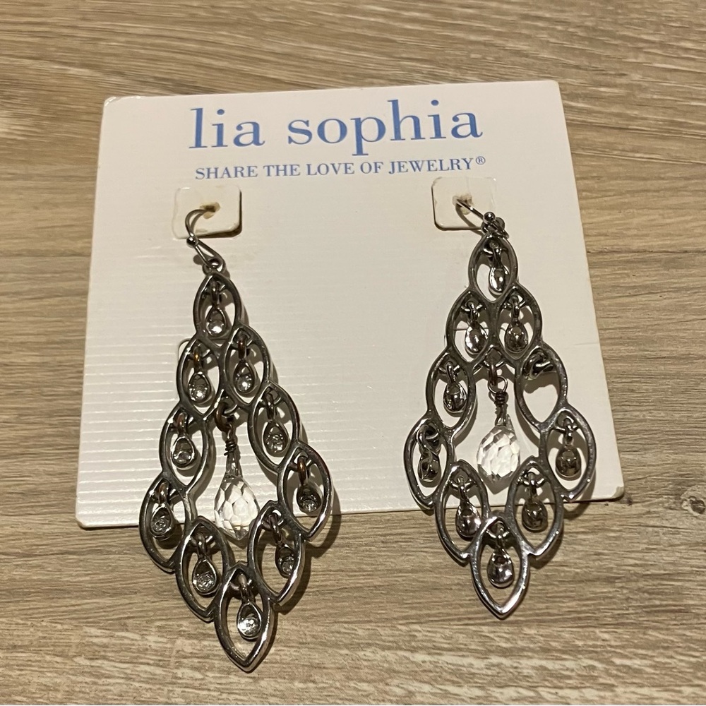 Lia Sophia Silver Tone Chandelier Style Earrings- reduced shipping. $4.99!